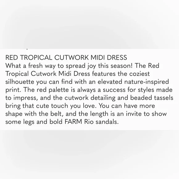 FarmRio tropical cutworm midi Dress RARE - Picture 6 of 7